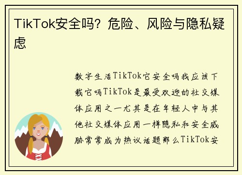 TikTok安全吗？危险、风险与隐私疑虑