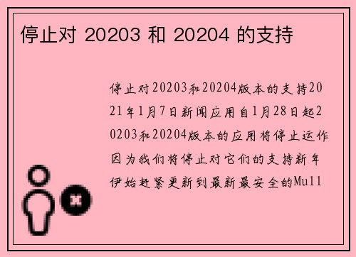 停止对 20203 和 20204 的支持 